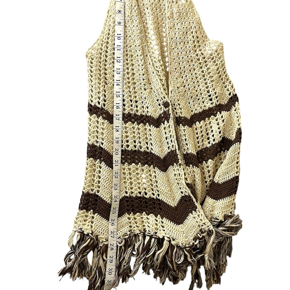 Vintage Boho Crochet Knit Halter Top with Fringe